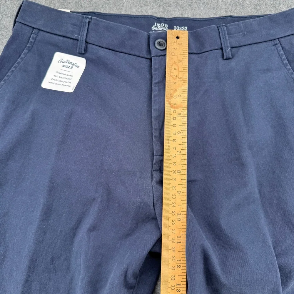 Izod Saltwater Stretch Chino Pants Mens 30x32 Cadet Navy Straight Fit NWT
